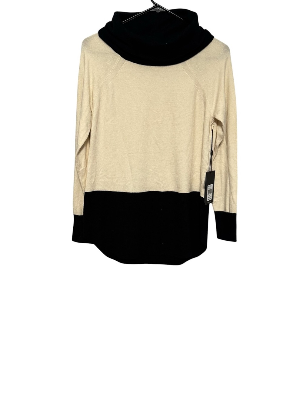 Cyrus Two-Tone Cowl Neck Pullover - Cream & Black